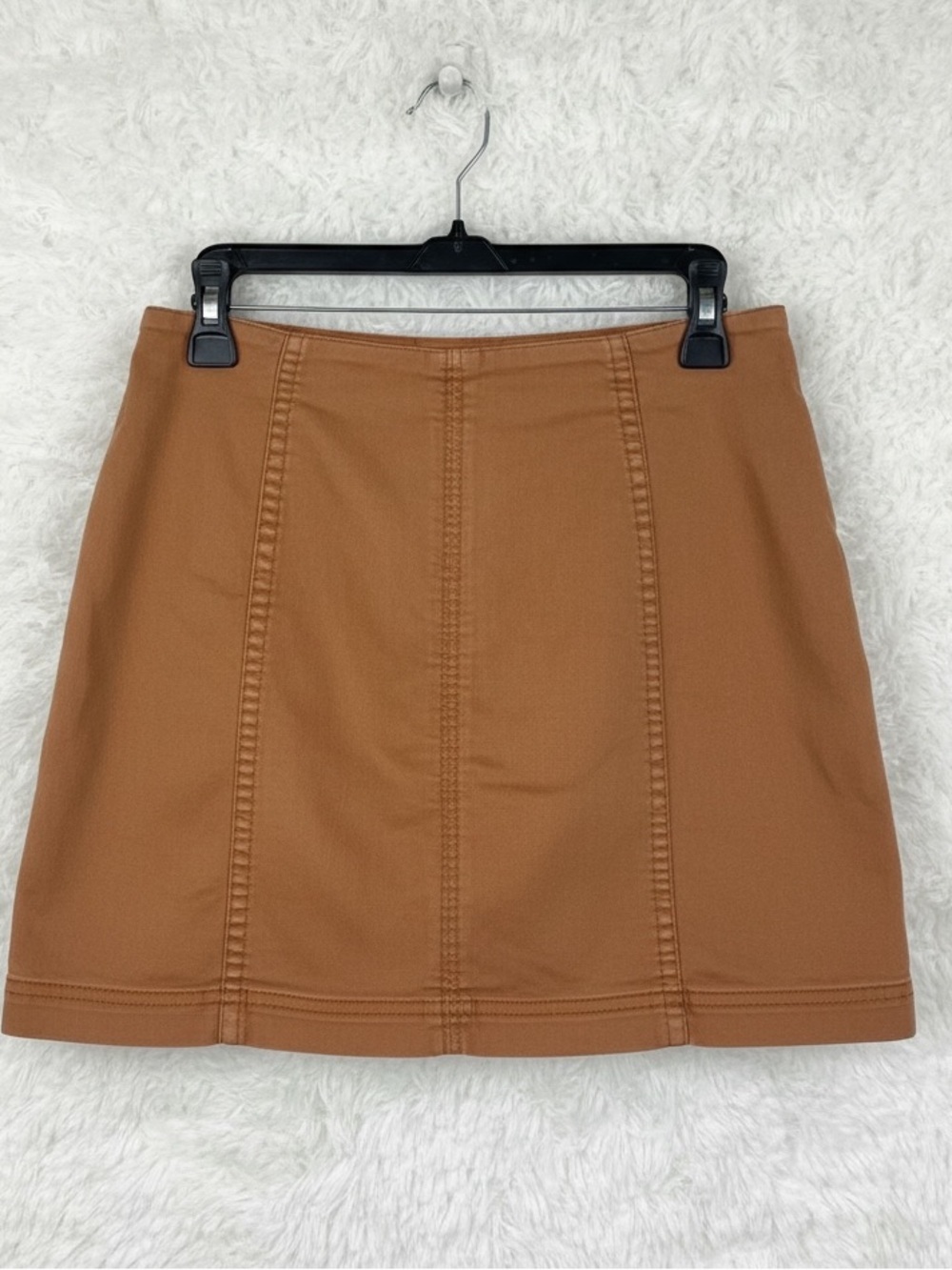 Free People Burnt Orange Panel Mini Skirt zip back spring summer size 4